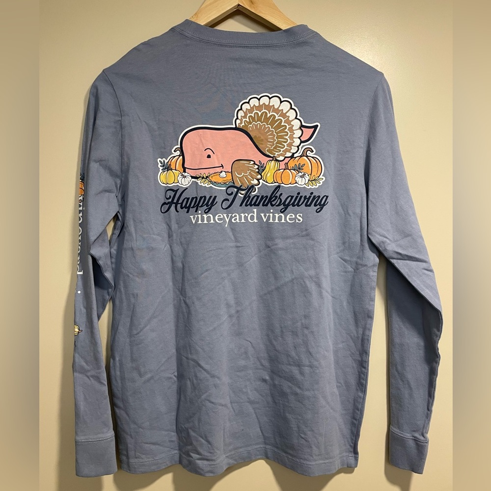 NWT, Vineyard Vines Thanksgiving long sleeve T-shirt, kids medium (12-14), blue